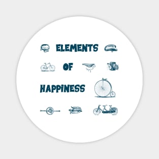 Vintage Bike Elements  with pedal, crank and bell. Elements of Happiness, enjoy your ride. Magnet